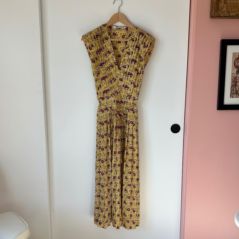 Zara Printed Dress - Yellow with Print